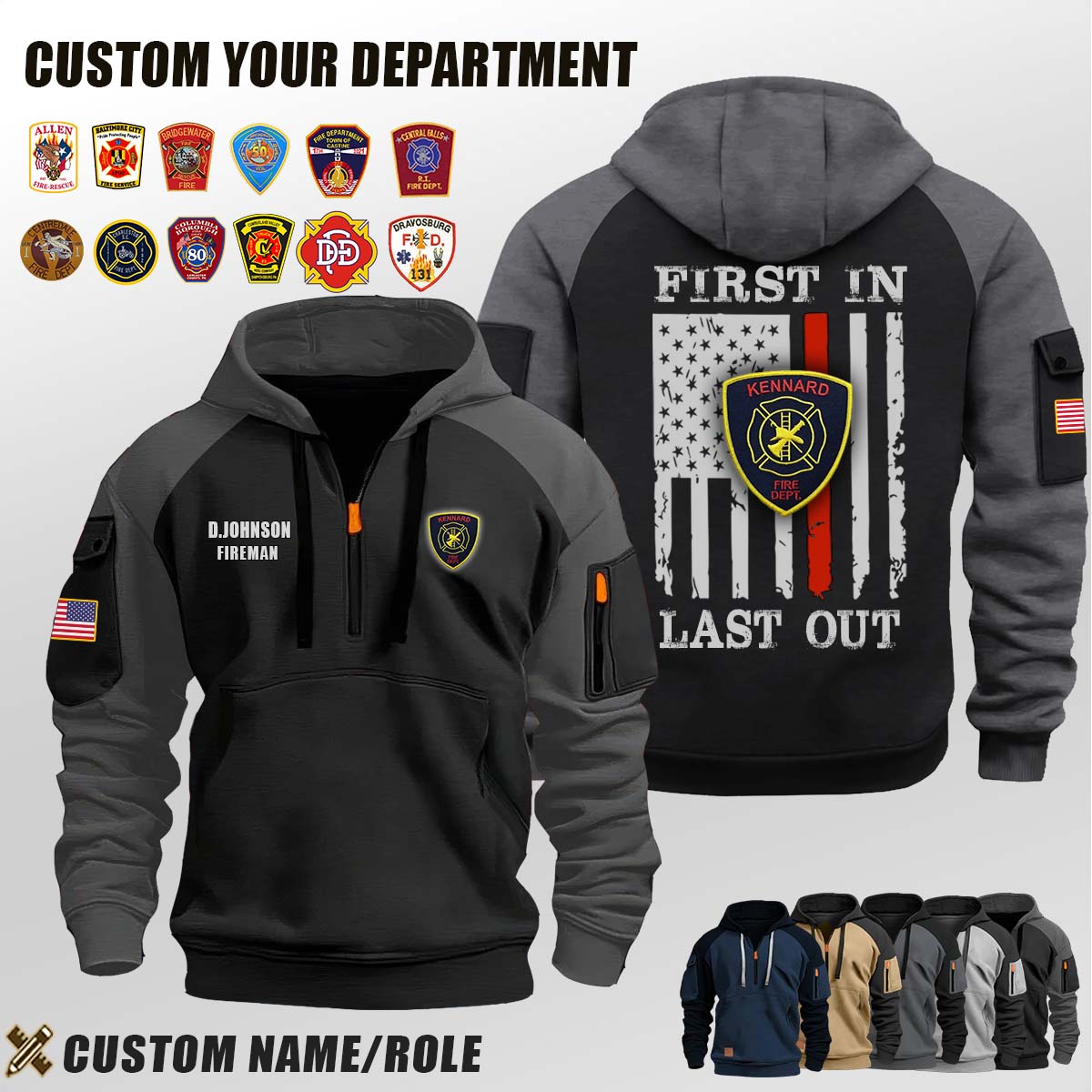 Kennard Volunteer Fire Department IN_First In Last Out Halfzip Hoodie