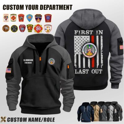 LAFD CERT Battalion 9 CA_First In Last Out Halfzip Hoodie