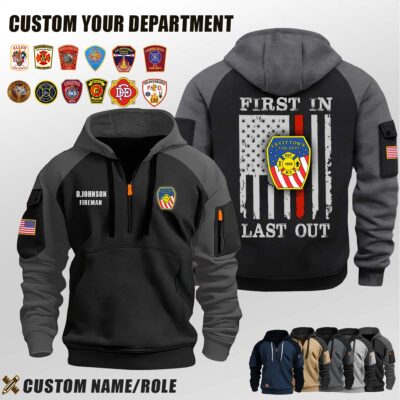 Levittown Fire Department NY_First In Last Out Halfzip Hoodie