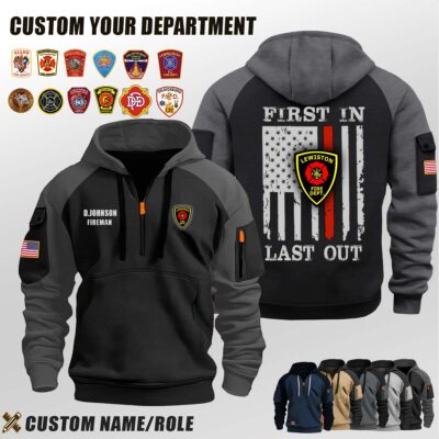 Lewiston Fire Department ME_First In Last Out Halfzip Hoodie