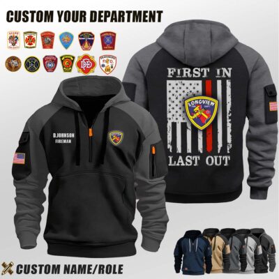 Longview Fire Department TX_First In Last Out Halfzip Hoodie