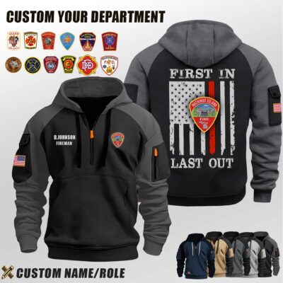 Mackinac Island Fire Department MI_First In Last Out Halfzip Hoodie