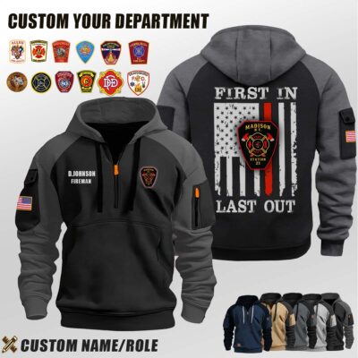 Madison Fire Department NY_First In Last Out Halfzip Hoodie