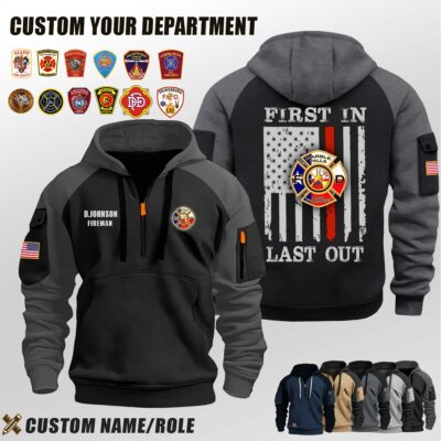Marble Falls Volunteer Fire Department TX_First In Last Out Halfzip Hoodie