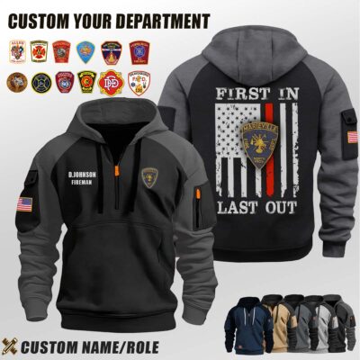 Marieville Volunteer Fire Department RI_First In Last Out Halfzip Hoodie
