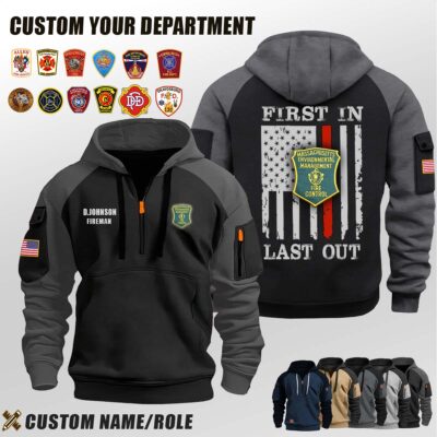 Massachusetts EMS and Fire Department_First In Last Out Halfzip Hoodie