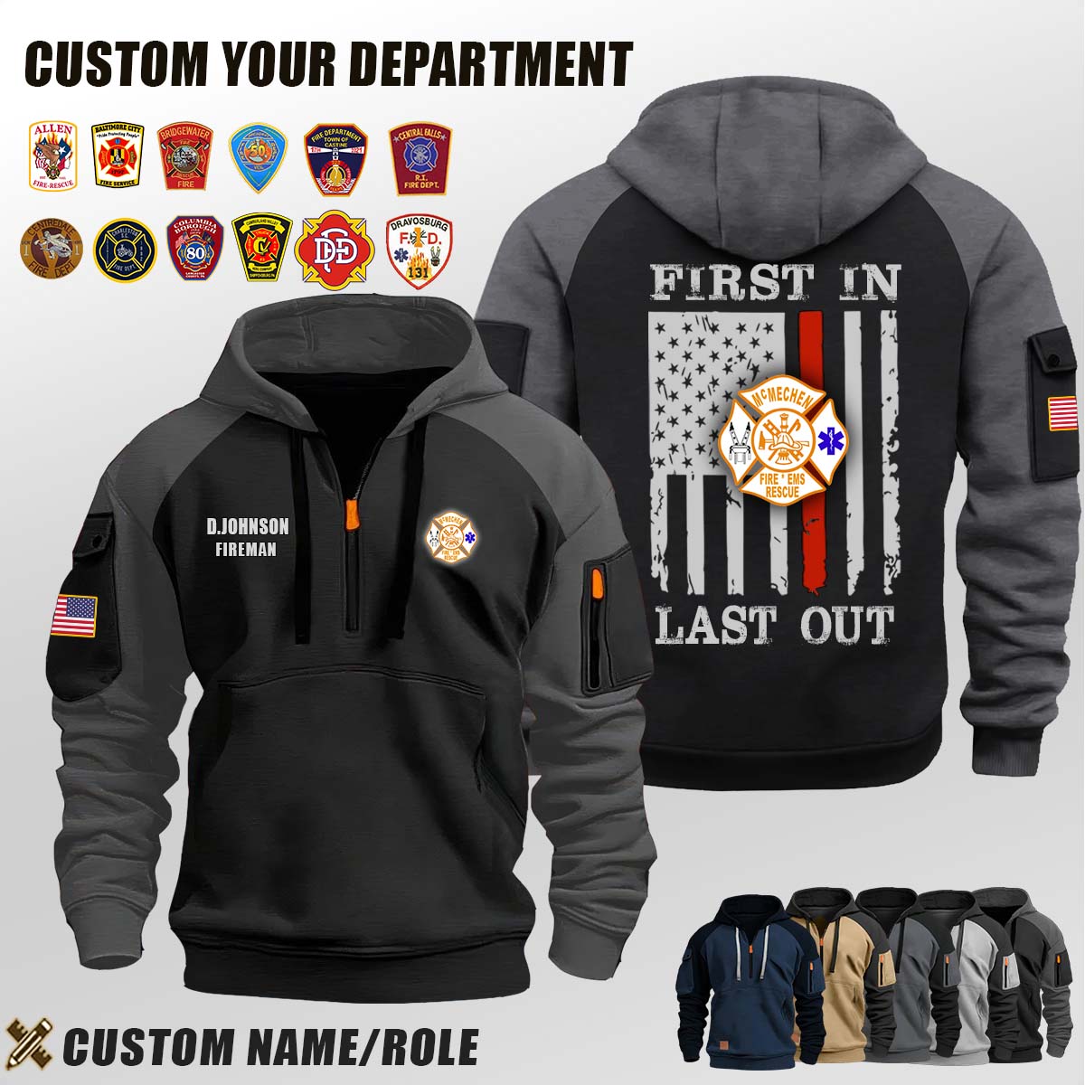 McMechen Vol. Fire Department WV_First In Last Out Halfzip Hoodie