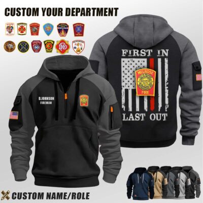 Melrose Fire Department NY_First In Last Out Halfzip Hoodie
