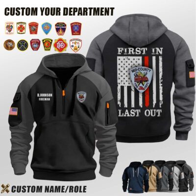 Mid-County Volunteer Fire Department NC_First In Last Out Halfzip Hoodie