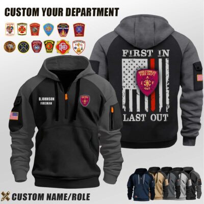 Middletown Fire Department NY_First In Last Out Halfzip Hoodie