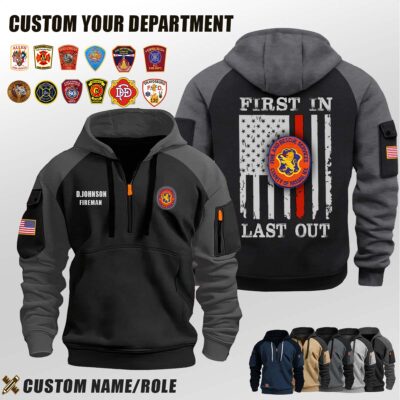 Nassau County Fire department NY_First In Last Out Halfzip Hoodie