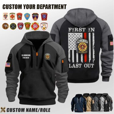 Nellis Fire Department NV_First In Last Out Halfzip Hoodie