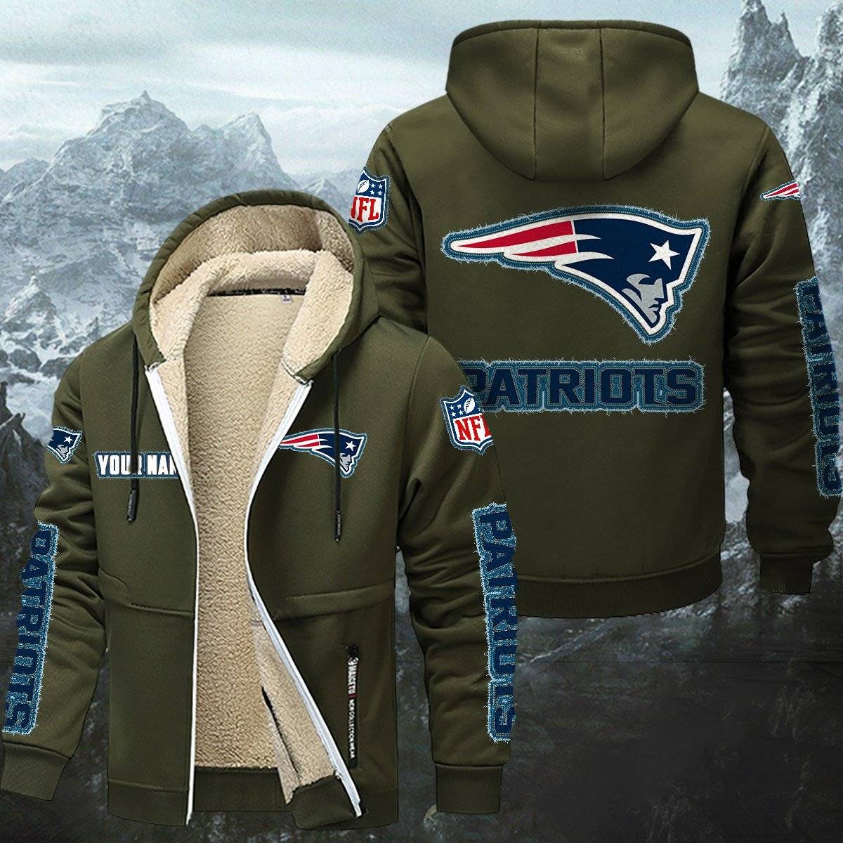 New England Patriots Fleece Zip Hoodie