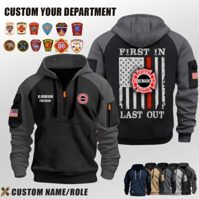 Newark Fire Department NJ_First In Last Out Halfzip Hoodie