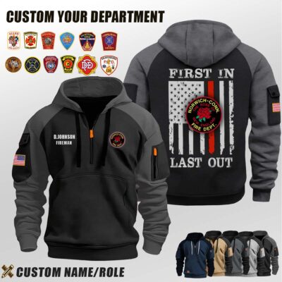 Norwich Volunteer Fire CT_First In Last Out Halfzip Hoodie