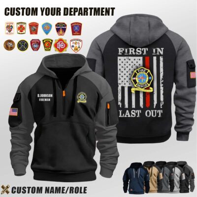 Rochester Hills Fire Department MI_First In Last Out Halfzip Hoodie
