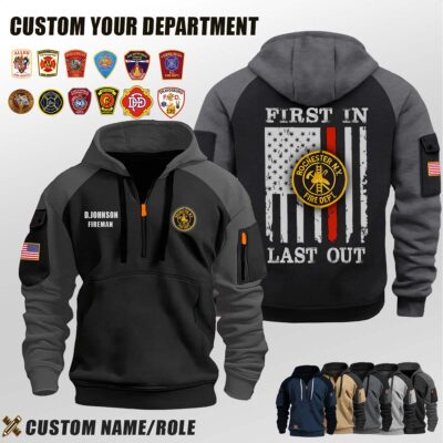 Rochester NY Fire Dept. NY_First In Last Out Halfzip Hoodie