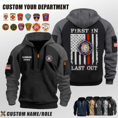 Saratoga Volunteer Fire Department TX_First In Last Out Halfzip Hoodie