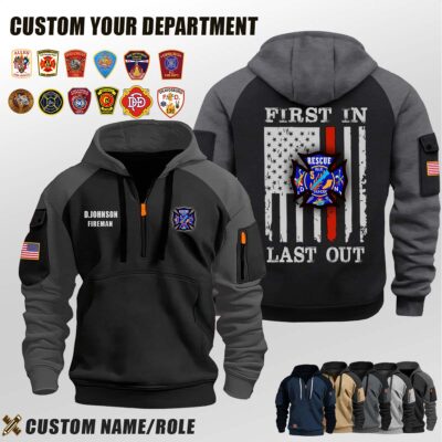 Saulsbury Fire Rescue 5_First In Last Out Halfzip Hoodie