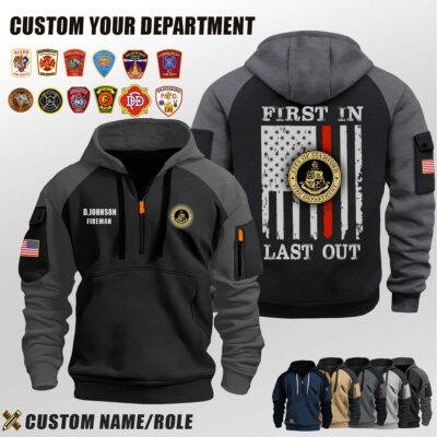 Stamford Fire Department CT_First In Last Out Halfzip Hoodie