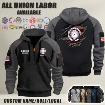 Custom Union Labor V3 Flag Halfzip Hoodie 1