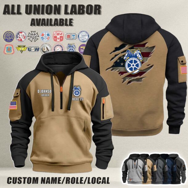 Custom Union Labor V3 Flag Halfzip Hoodie 2