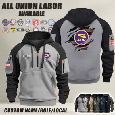 Custom Union Labor V3 Flag Halfzip Hoodie 5