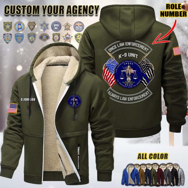 Custom US Law Enforcement V2 Once Law Enforcement Fleece Zip Hoodie 3