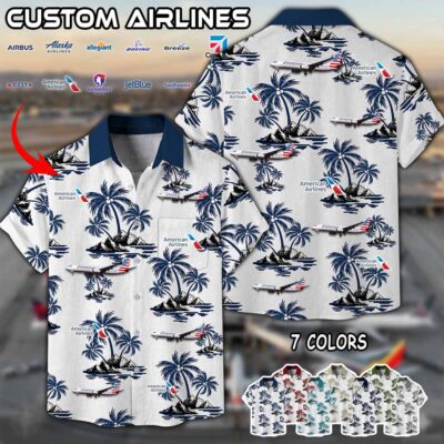 American Airlines Boeing 737 Linen Button Up Shirt 1