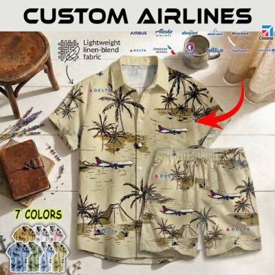 Custom Delta AirLines Shirt Shorts Linen 1