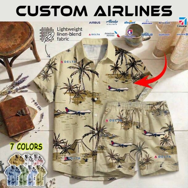 Custom Delta AirLines Shirt Shorts Linen 1