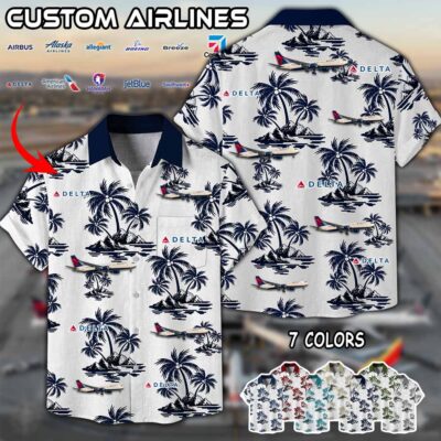 Delta AirLines Boeing 767 Linen Button Up Shirt 4