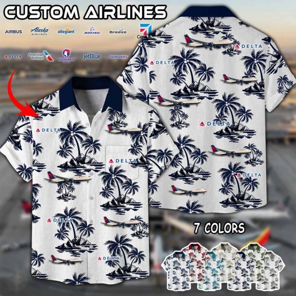 Delta AirLines Boeing 767 Linen Button Up Shirt 4
