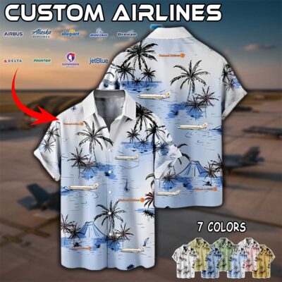 Linen Buton Up Shirt National Airlines Boeing 727