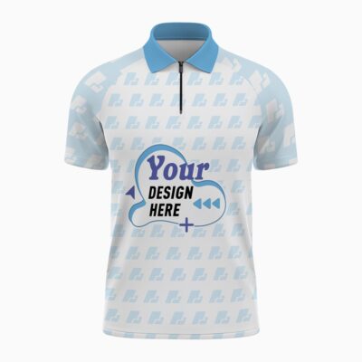 Raglan Zip Polo Shirt Front Blac