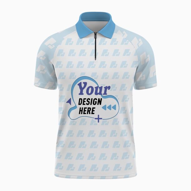 Raglan Zip Polo Shirt Front Blac