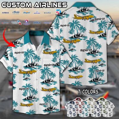 Spirit Airlines Airbus A320 Linen Button Up Shirt 7