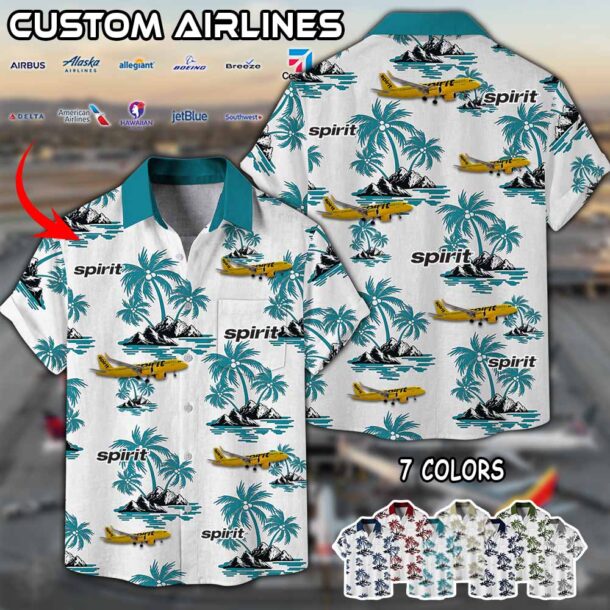 Spirit Airlines Airbus A320 Linen Button Up Shirt 7