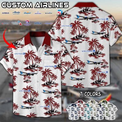 United Airlines Boeing 787 Linen Button Up Shirt 5