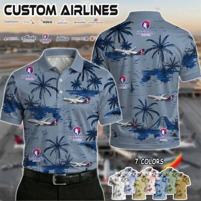 Hawaiian Airlines Airbus A330 Polo Shirt Navy