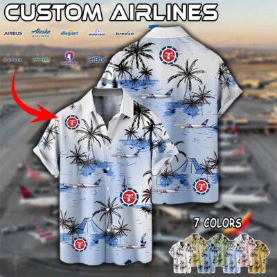 Linen Buton Up Shirt Flying Tiger Line Boeing 777