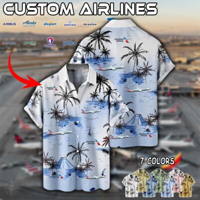 Linen Buton Up Shirt American Airlines B787