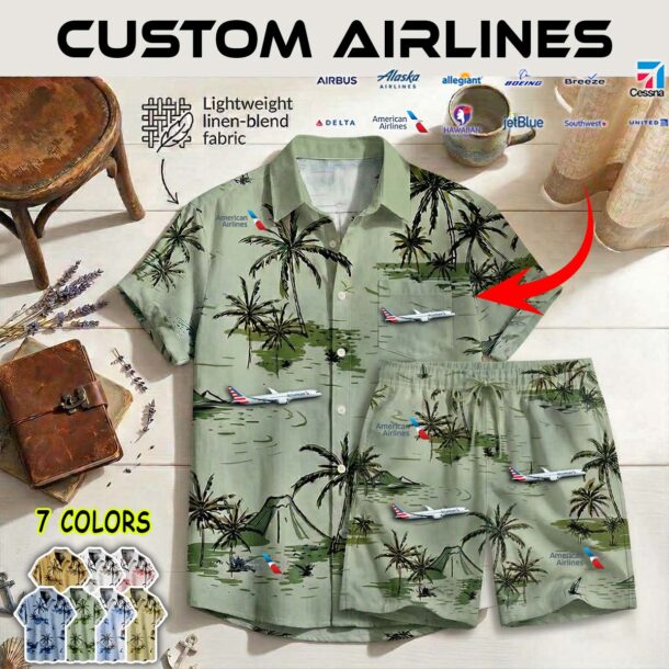 Shirt Shorts Linen 1 American Airlines Boeing 787