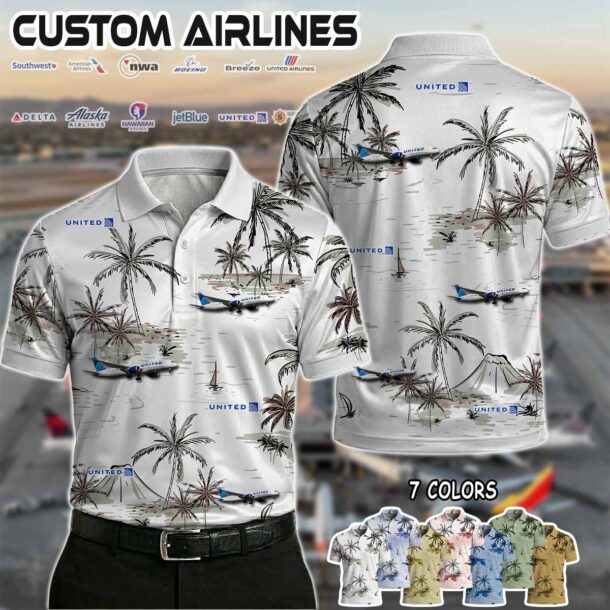 United Airlines Boeing 787 Polo Shirt White