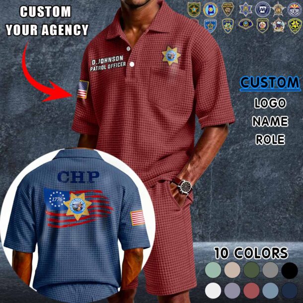 Waffle Button Polo 3 4