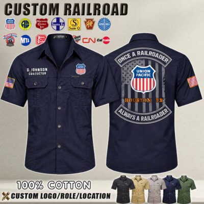 Custom US Railroad_V1 Once A Railroader Cotton Cargo Shirt
