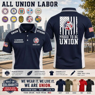 Custom Union Labor_Proud To Be Union Flag Polo Shirt