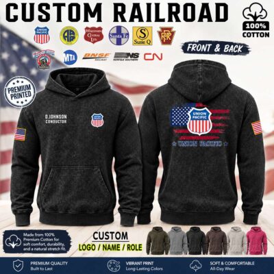 Custom US Railroad_Ver 2 Flag Premium Washed Cotton Apparel